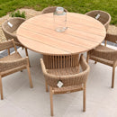 Cairns 6-Piece Rattan & Wood Dining Set with Round Acorn Table - HUCCARNS6D