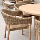 Cairns 6-Piece Rattan & Wood Dining Set with Round Acorn Table - HUCCARNS6D