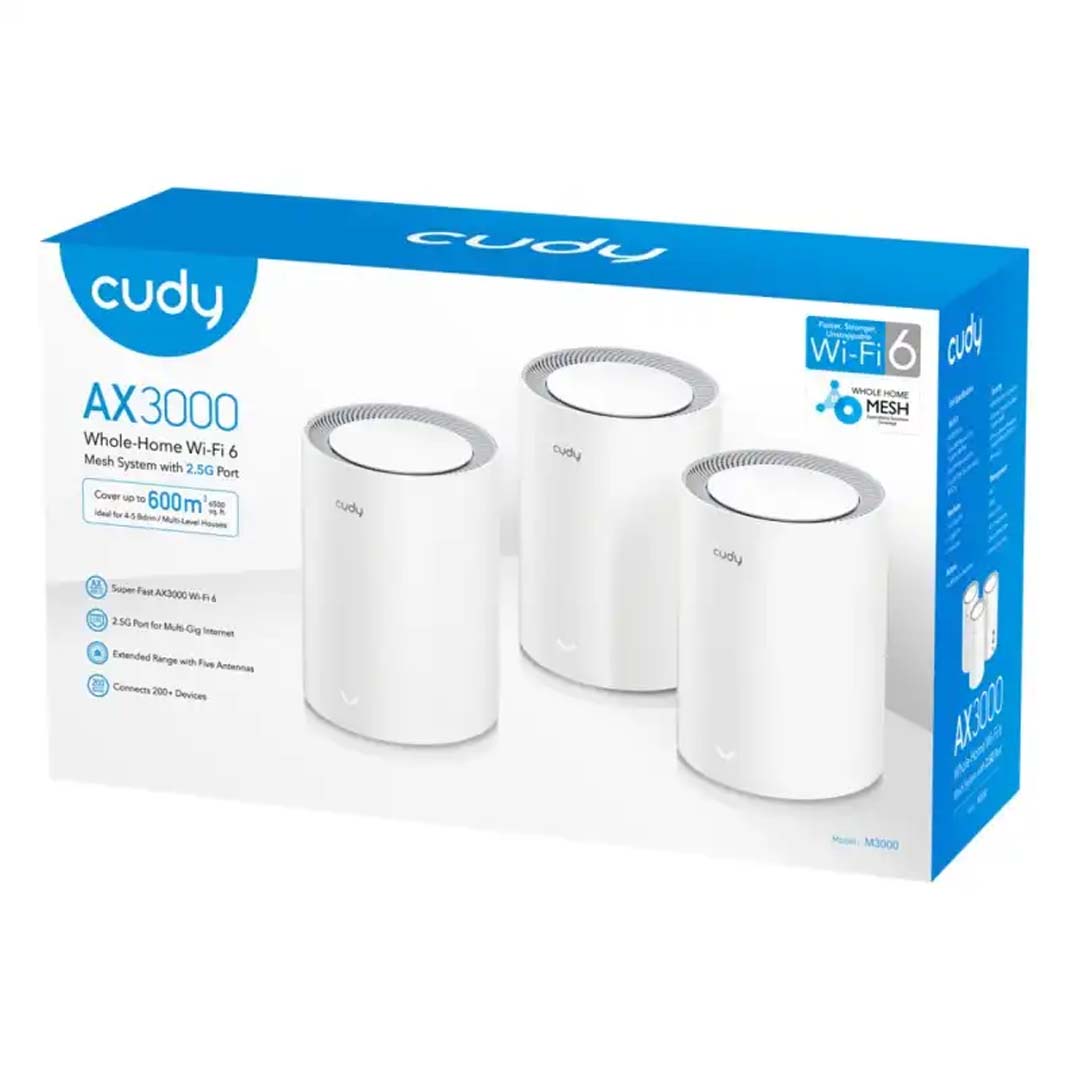 Cudy M3000 V2 AX3000 Mesh Wi-Fi 6 System 3 Pack M3000 V2 (3pk)