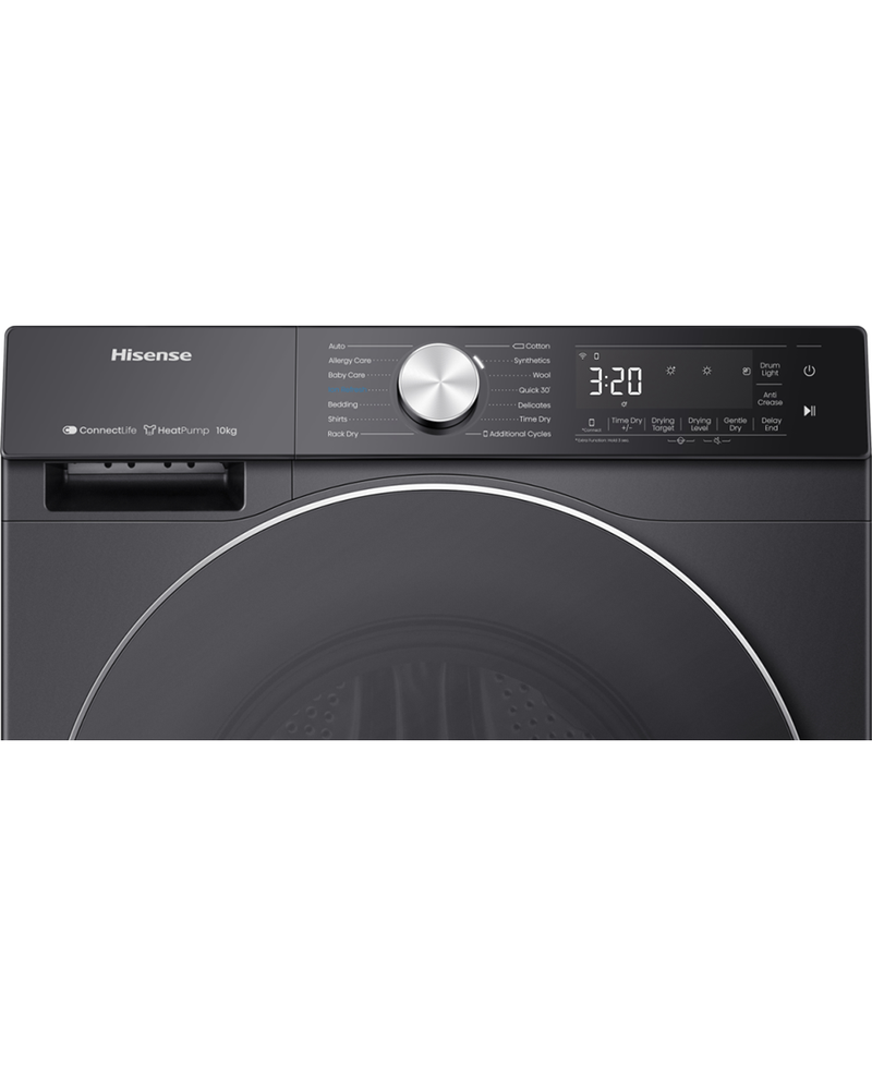 Hisense 5S Series 10 kg WiFi Heat Pump Tumble Dryer | Black Redmond Electric Gorey