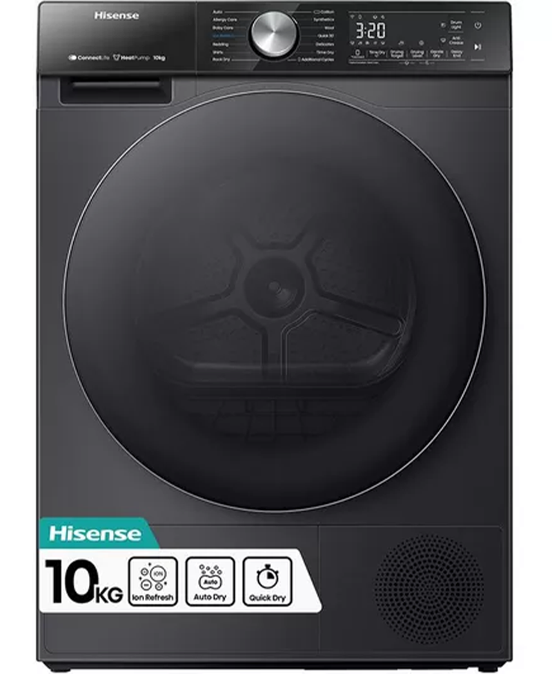 Hisense 5S Series 10 kg WiFi Heat Pump Tumble Dryer | Black Redmond Electric Gorey