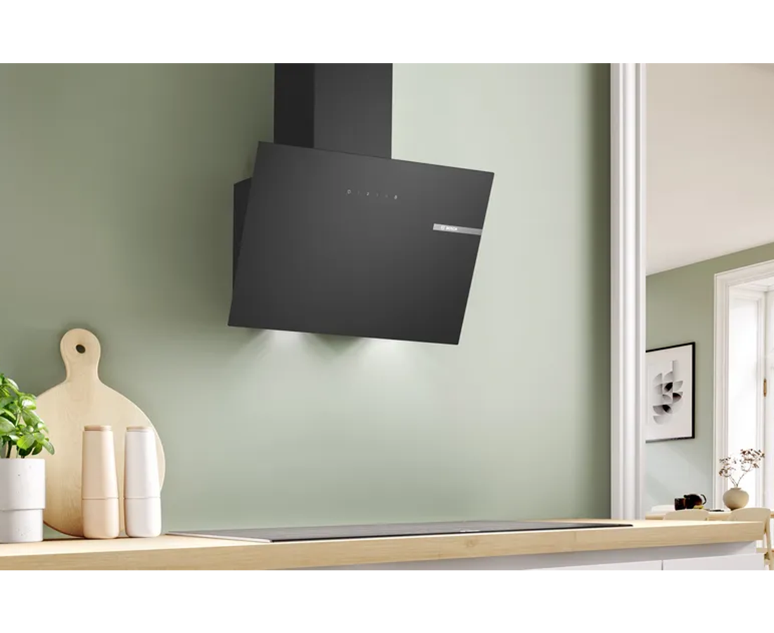 Bosch Series 2 60cm Wall Mounted Cooker Hood | Clear Glass Black DWK65DK60B Redmond Electric Gorey
