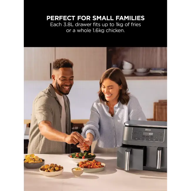 Ninja 6-in-1 Dual Zone Air Fryer 7.6L | Gun Metal Grey - DZ300UK Redmond Electric Gorey