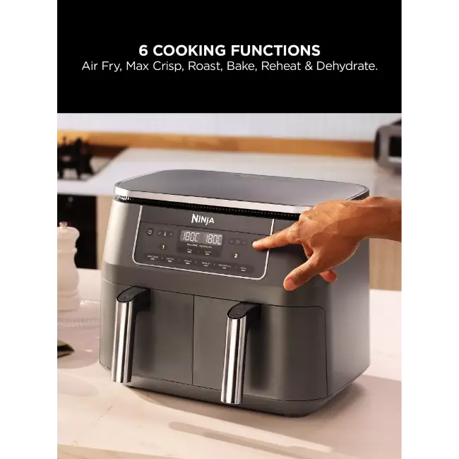 Ninja 6-in-1 Dual Zone Air Fryer 7.6L | Gun Metal Grey - DZ300UK Redmond Electric Gorey