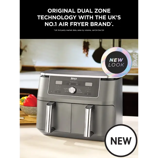 Ninja 6-in-1 Dual Zone Air Fryer 79.5L | Gun Metal Grey - DZ400UK Redmond Electric Gorey