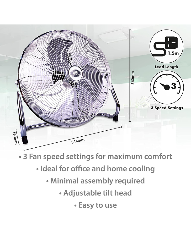 Prem-i-air 18" 110W Air Circulator Fan with 3 Speeds | Chrome EH1868 Redmond Electric Gorey