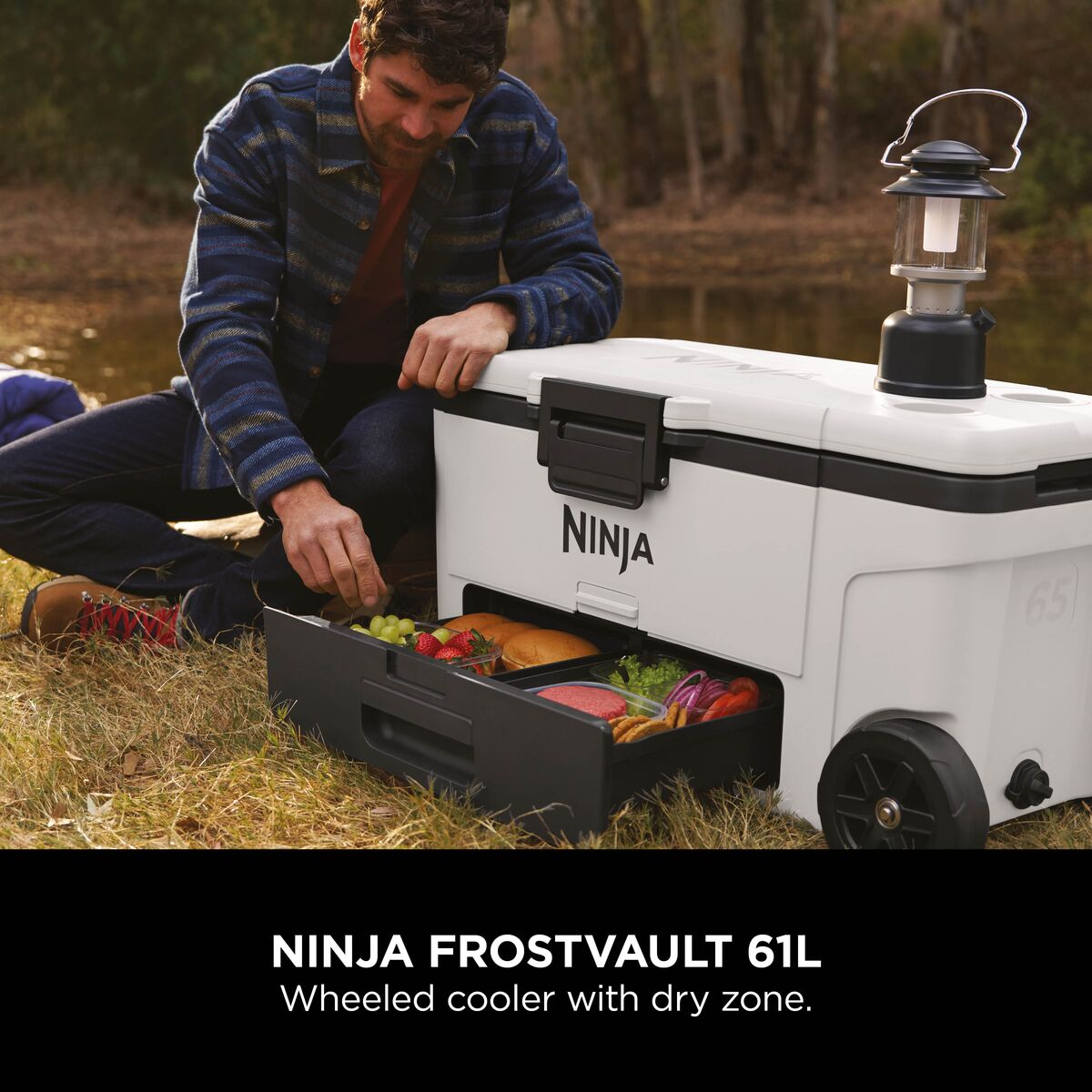 Ninja FrostVault 65QT/61L Wheeled Cooler with Dry Zone Cloud White FB265EUUKWH