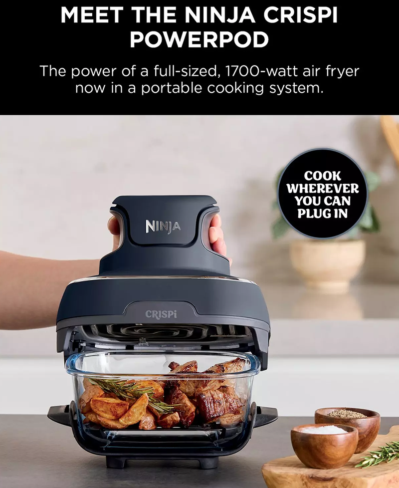 Ninja CRISPi 4-in-1 Portable Glass Air Fryer | Cyber Space - FN101UKGY Redmond Electric Gorey