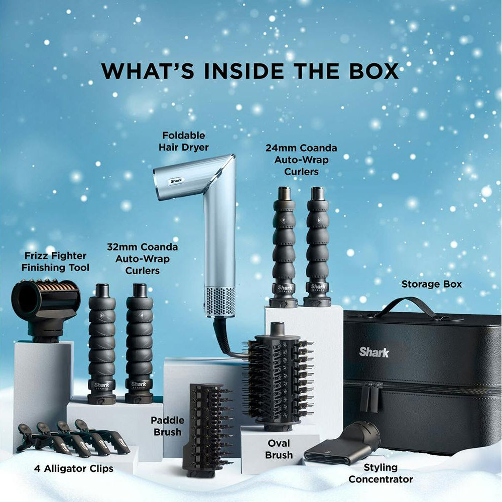 Shark FlexStyle 6-in-1 Air Styler & Hair Dryer | HD476WHUK | Glacial Blue Redmond Electric Gorey