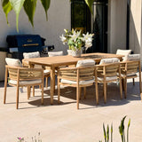 Hera 8 Seat Rattan Dining Wooden Set with Rectangular Table