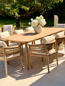 Hera 8 Seat Rattan Dining Wooden Set with Rectangular Table
