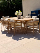 Hera 8 Seat Rattan Dining Wooden Set with Rectangular Table