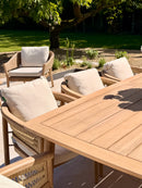 Hera 8 Seat Rattan Dining Wooden Set with Rectangular Table