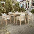 Hera 6 Seat Rattan Dining Wooden Set with Rectangular Table