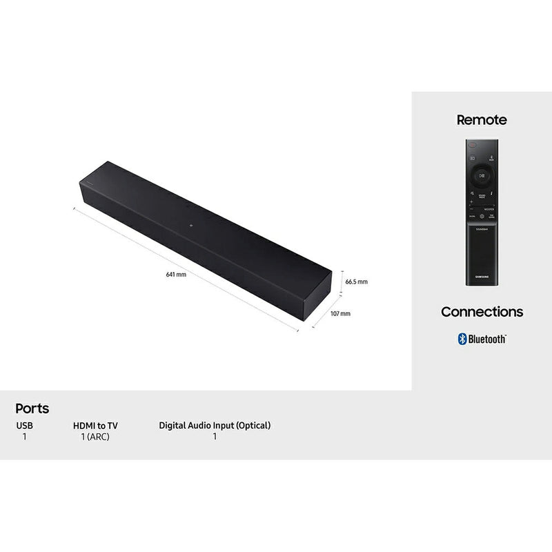 Samsung B400F B-Series 2.0-Channel Soundbar with Built-in Woofer | Black - HW-B400F/XU Redmond Electric