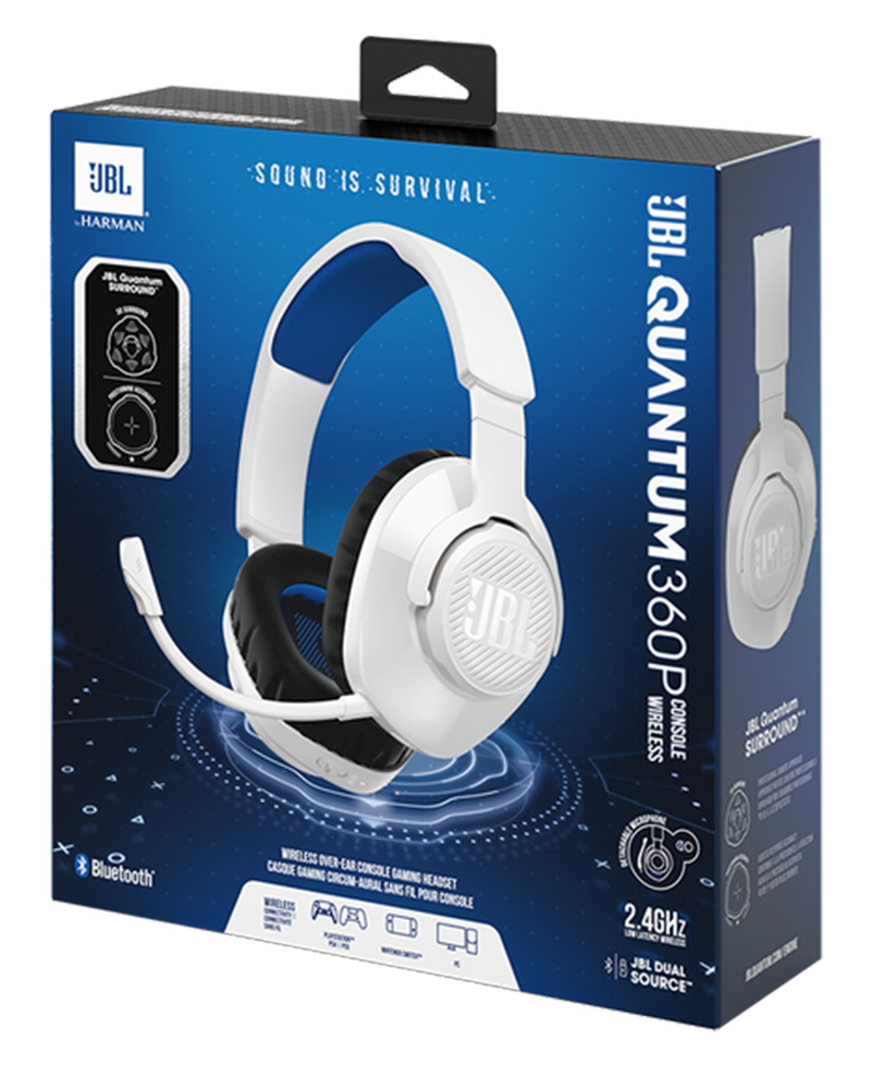 JBL Quantum 360P 40mm Driver Console Wireless Gaming Headset | White & Blue Redmond Electric Gorey