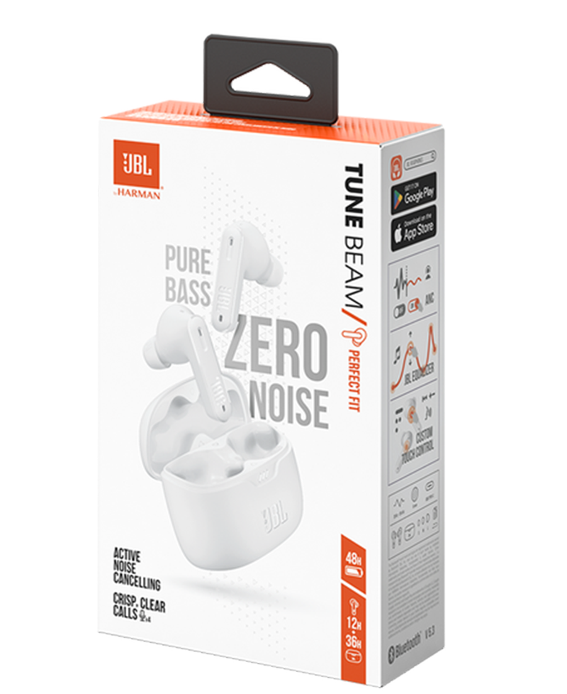JBL Tune Beam Wireless Bluetooth Noise-Cancelling Earbuds | White JBLTBEAMWHT Redmond Electric Gorey