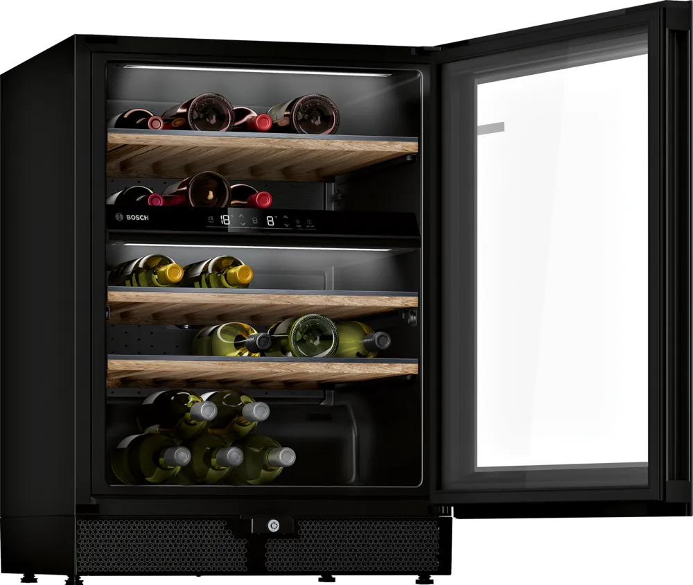 Bosch Series 6 Wine Cooler With Glass Door with Integrated Handle | Black - KWK16ABGAG Redmond Electric Gorey