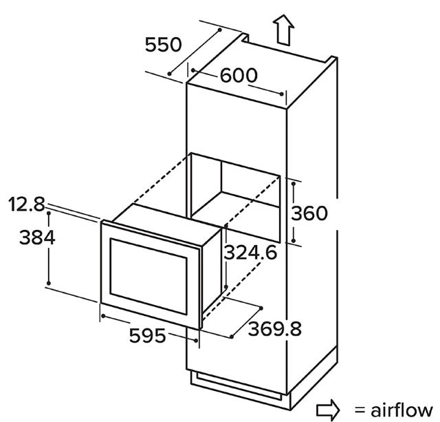 28L Built-In Microwave with Grill Black