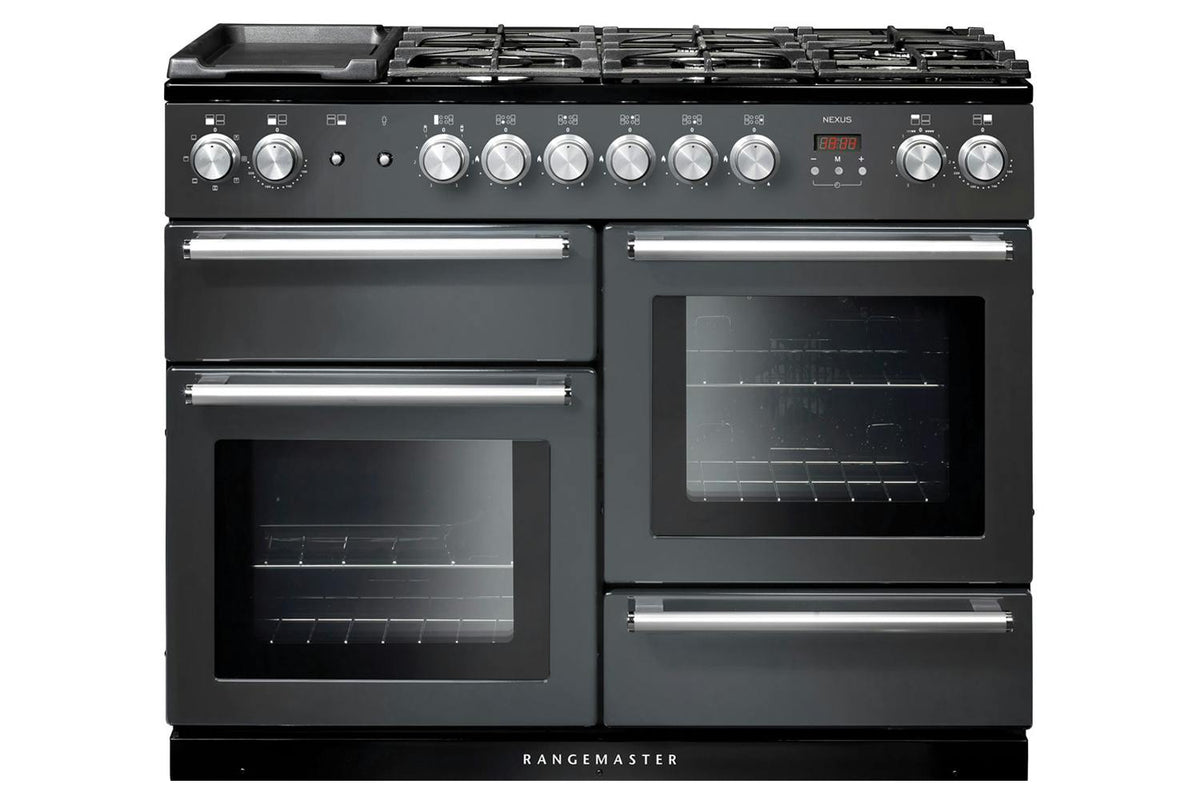 Rangemaster Nexus 110cm Dual Fuel Range Cooker | Slate with Chrome Trim - NEX110DFFSL/C Redmond Electric Gorey