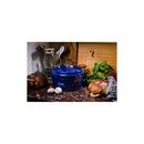 4.7L Enamelled Cast Iron Casserole Pot Dark Blue