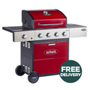 Meteor 4 Burner Gas BBQ | Red