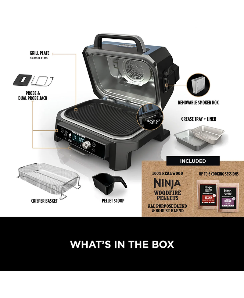 Ninja Woodfire Pro Connect XL Electric BBQ Grill & Smoker - OG901UK Redmond Electric Gorey