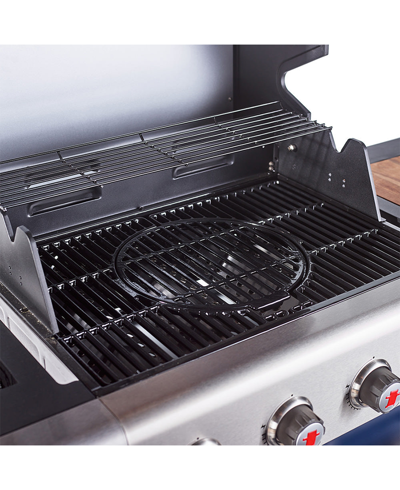 Outback Jupiter 4 Burner Hybrid BBQ with Chopping Board | Blue OUT370766 Redmond Electric Gorey