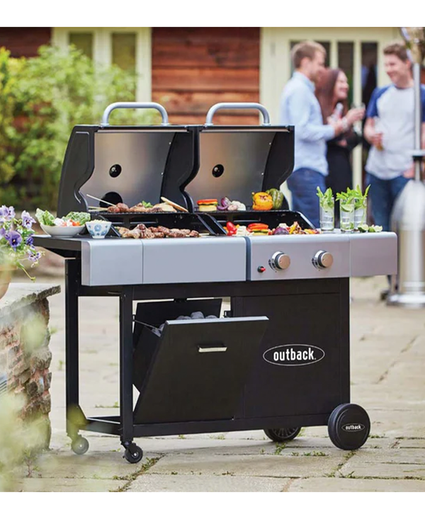 Outback Dual Fuel 2 Burner Gas/Charcoal BBQ | Black - OUT370968 Redmond Electric Gorey