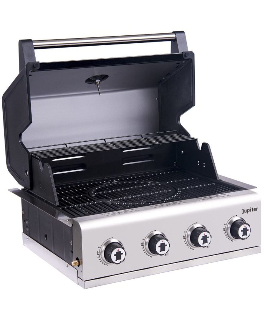 Outback Jupiter 4 Burner Built In Hybrid Gas BBQ | Black - OUT371162 Redmond Electric Gorey