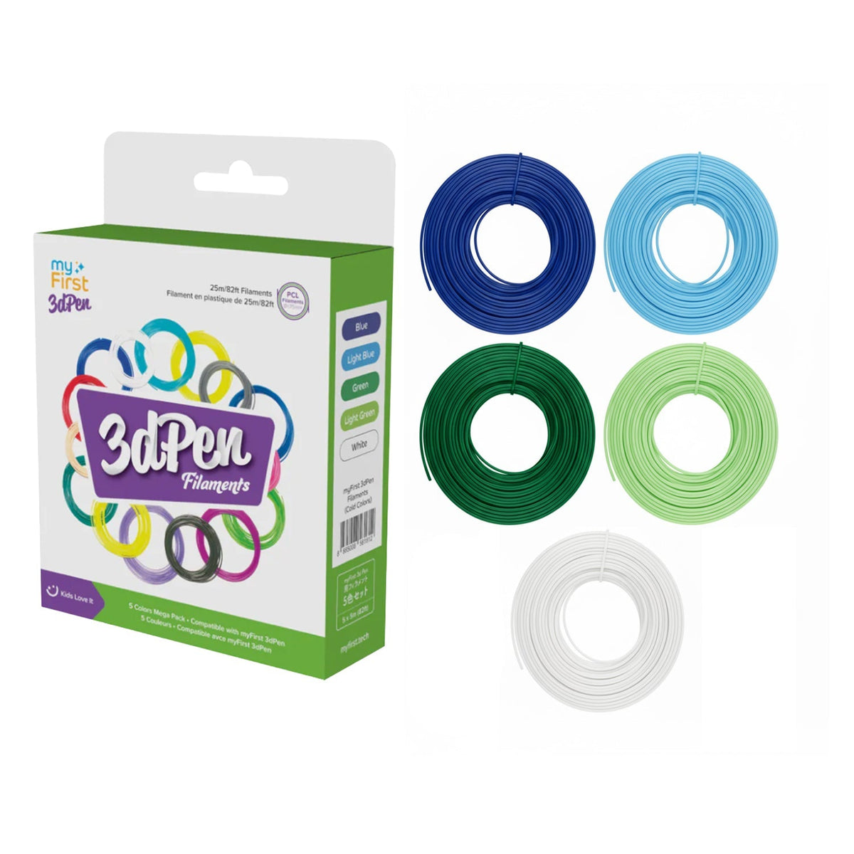 3dPen Filaments - Low-Temp PCL Refills, Non-Toxic - Cold Colour 5 Pack