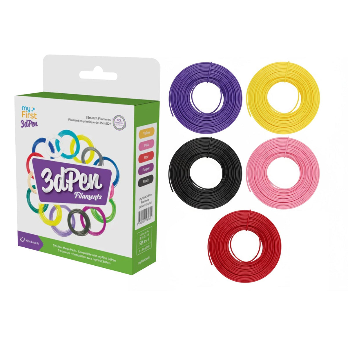 3dPen Filaments - Low-Temp PCL Refills, Non-Toxic - Warm Colour 5 Pack
