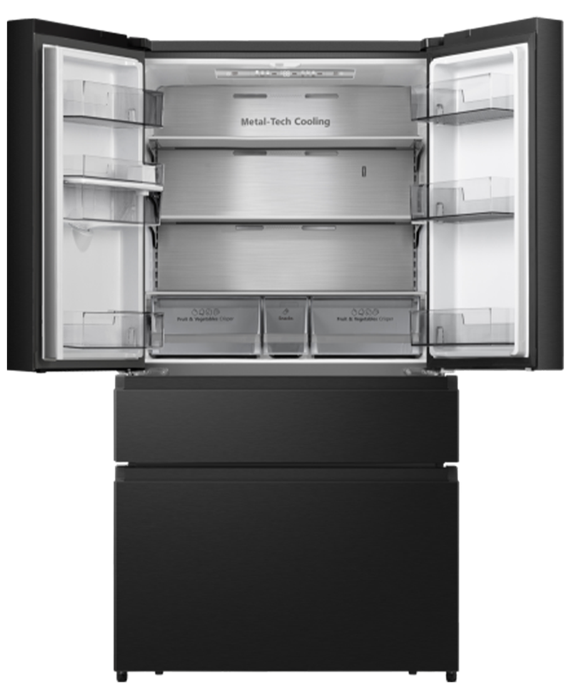 Hisense Pureflat French Door, American Fridge Freezer | Black Stainless Steel - RF749N4SWFE Redmond Electric Gorey