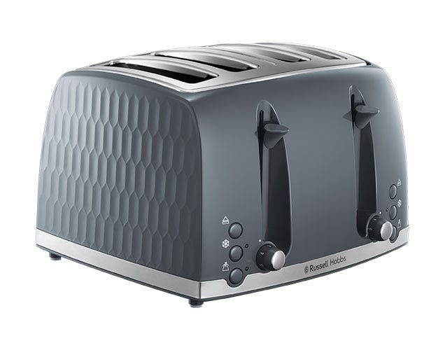Russell Hobbs Honeycomb 4 Slice Toaster, Grey 26073
