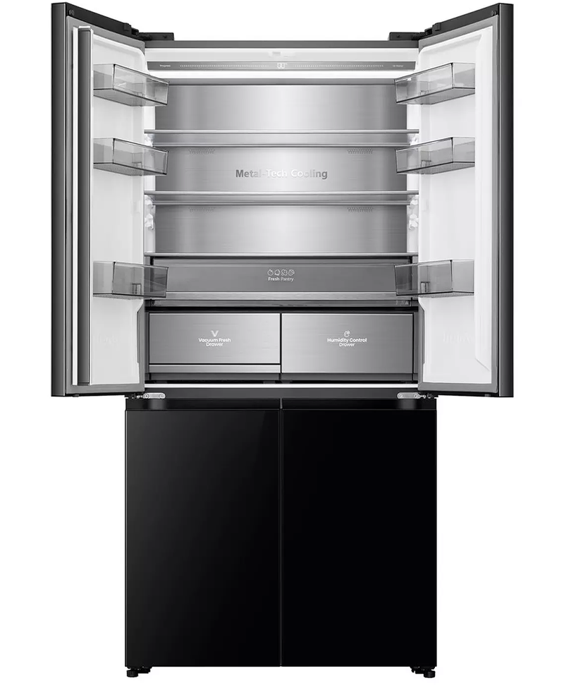 Hisense Kitchen Fit Total No Frost Multi-Door American Fridge Freezer | Black Glass RQ768N4GBE Redmond Electric Gorey