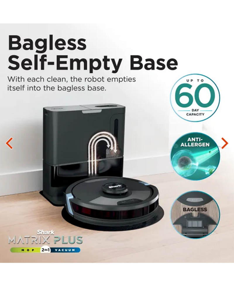 Shark Matrix Plus 2-in-1 Self-Empty Robot Vacuum & Mop RV2620WAUK Redmond Electric Gorey 