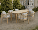 Hera 6 Seat Rattan Dining Wooden Set with Rectangular Table