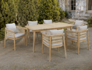 Hera 6 Seat Rattan Dining Wooden Set with Rectangular Table