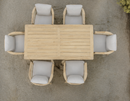 Hera 6 Seat Rattan Dining Wooden Set with Rectangular Table