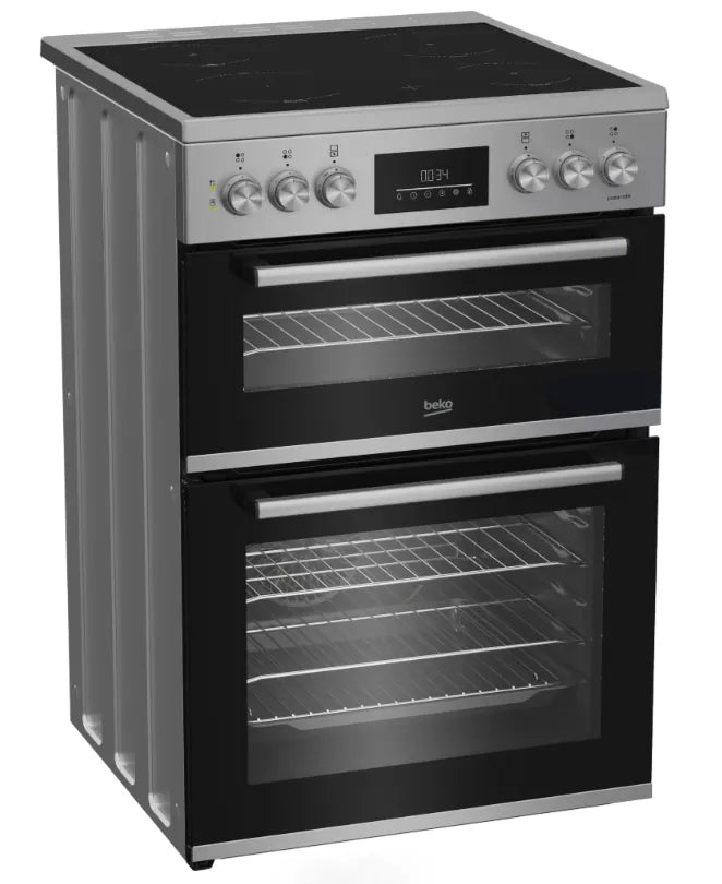 60cm Double Oven Electric Ceramic Cooker Silver