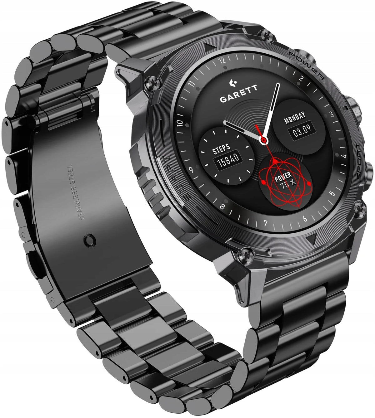 Garett Atom Smartwatch, Black Steel ATOM BLACK STEEL Smartwatch
