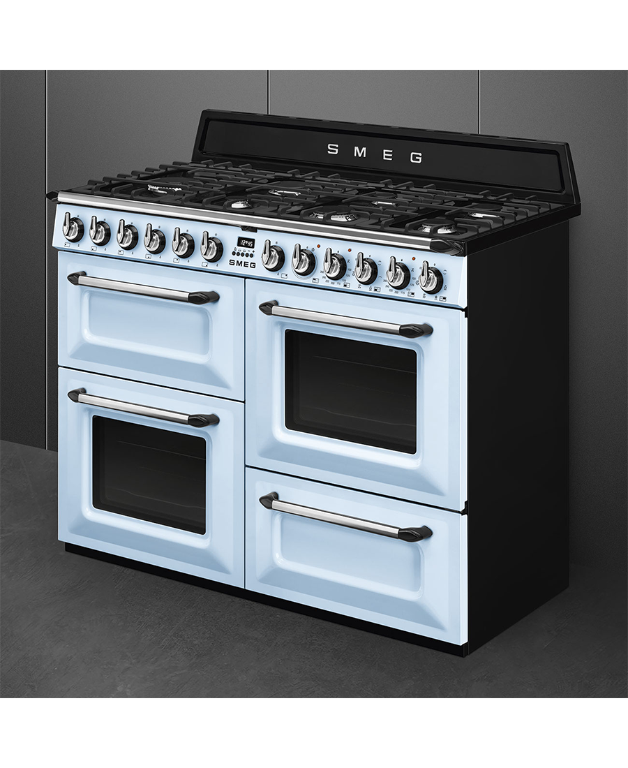 Smeg 110cm Traditional Dual Fuel Range Cooker | TR4110AZ | Pastel Blue Redmond Electric Gorey