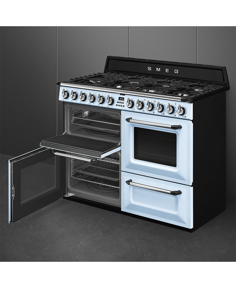 Smeg 110cm Traditional Dual Fuel Range Cooker | TR4110AZ | Pastel Blue Redmond Electric Gorey