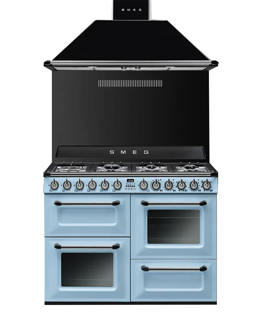 Smeg 110cm Traditional Dual Fuel Range Cooker | TR4110AZ | Pastel Blue Redmond Electric Gorey