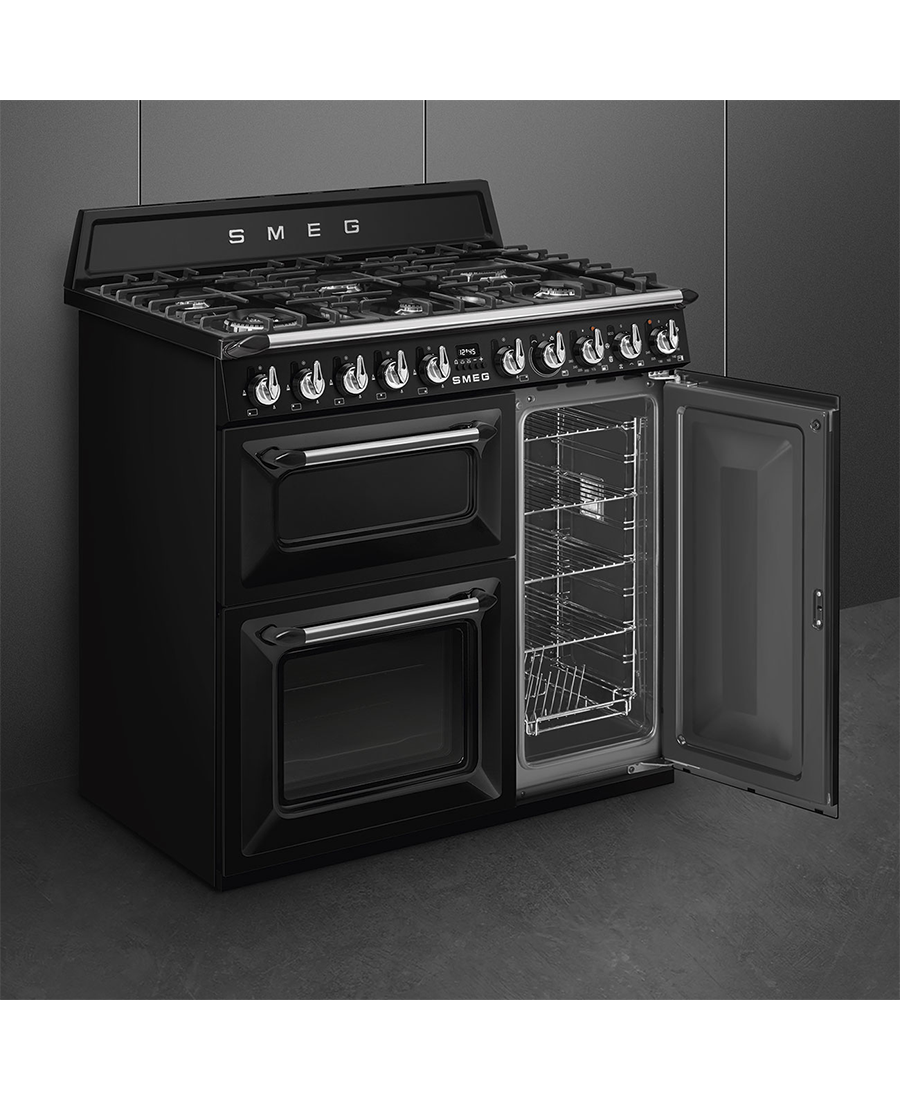 Smeg 90cm Dual Fuel Range Cooker | TR93BL | Black TR93BL Redmond Electric Gorey