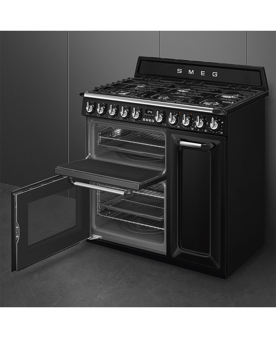 Smeg 90cm Dual Fuel Range Cooker | TR93BL | Black TR93BL Redmond Electric Gorey
