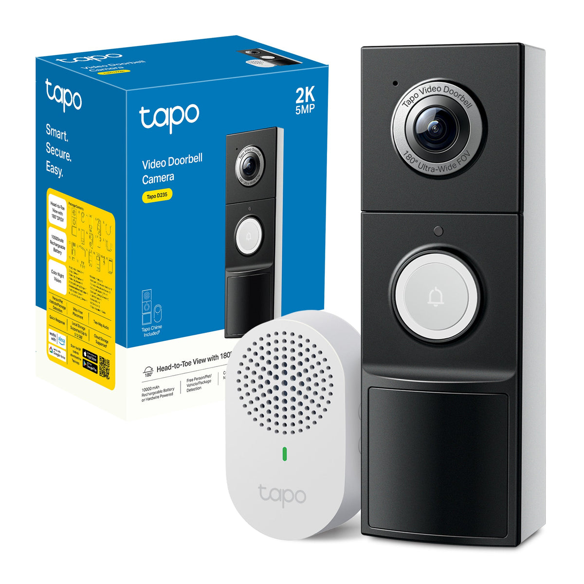 Tapo D235 2K 5MP Smart Video Doorbell Kit TapoD235S2 Video Doorbell