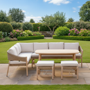 Burford L-Shaped Acorn Rattan Wood Corner Lounge Dining Set + 2 Stools - Left-Handed - HUCBURFORDCL Redmond Electric Gorey
