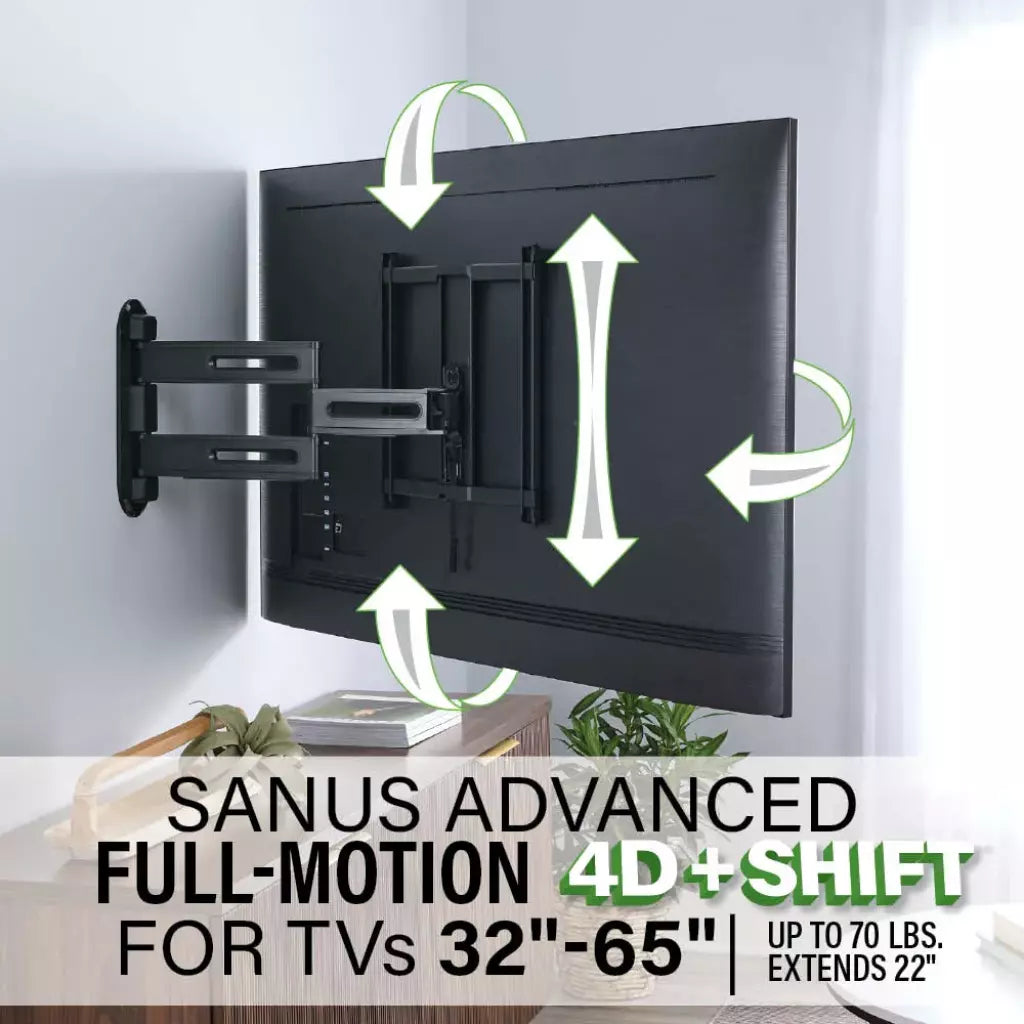 Advanced Full-Motion 4D® + Shift™ TV Wall Mount 32–65"