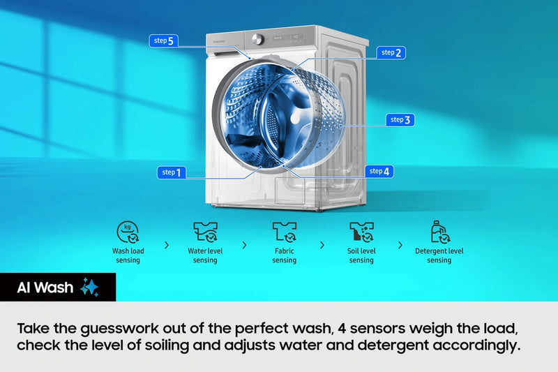 Samsung Series 5 9KG/5KG Slim Washer Dryer with AI Energy | Black - WD90DG5G34BBEU Redmond Electric Gorey